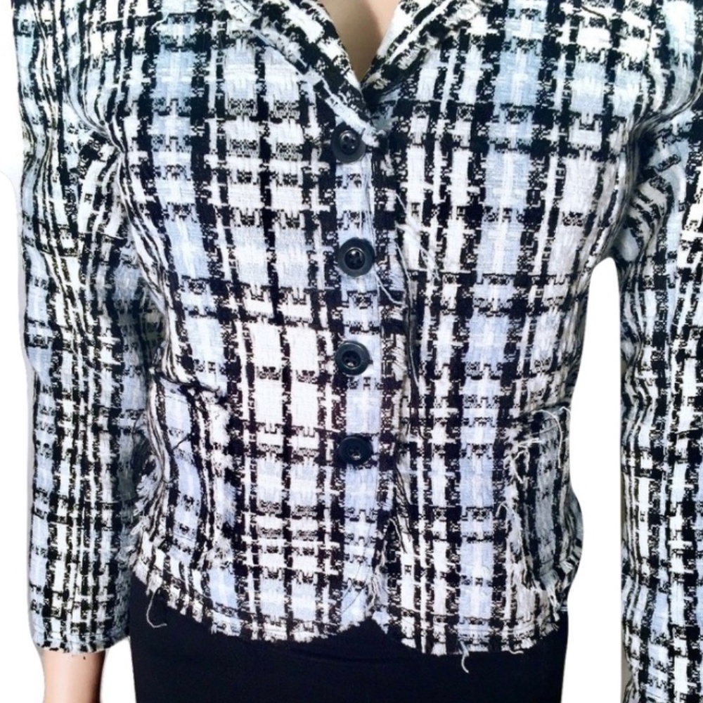 Lavender Star Tweed Knit in Black Lite Blue and White Sz S BNWT